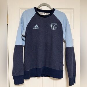 Adidas Men's Dark and Light Blue Crewneck Sweater